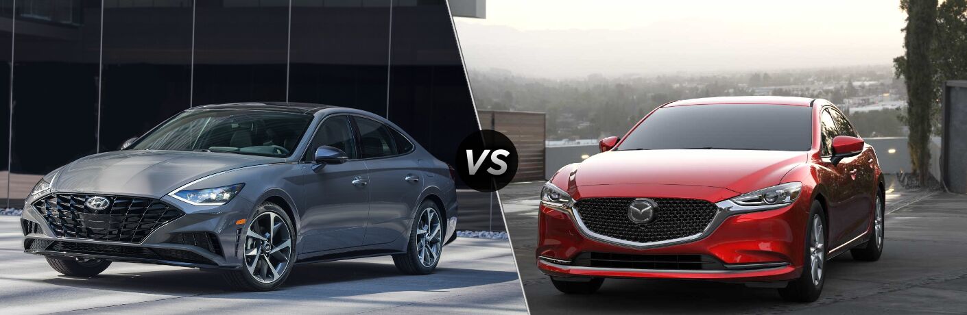 2021 Hyundai Sonata vs 2021 Mazda6 front quarter view