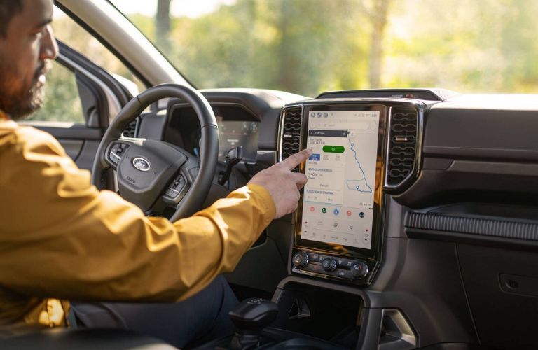 2024 Ford Ranger Lariat front seat and touchscreen display
