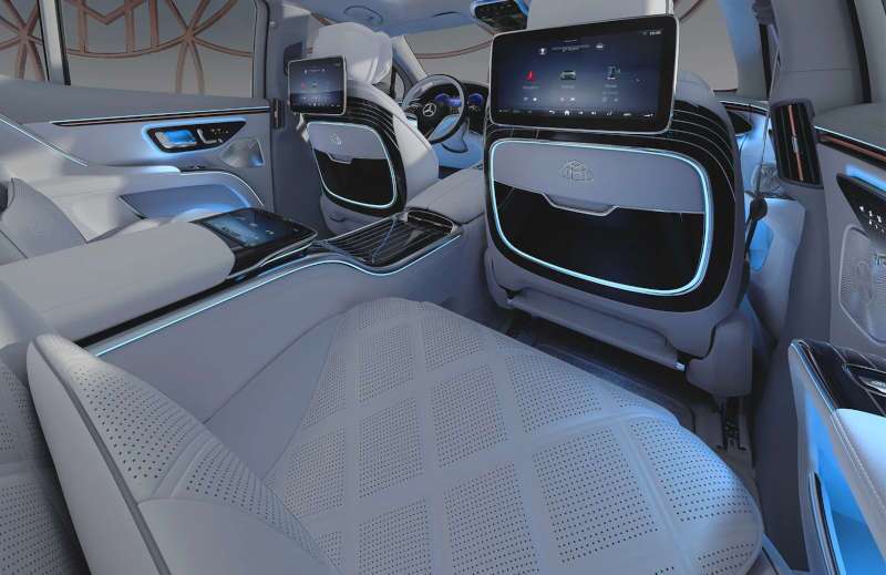 The rear-seat displays in the 2025 Maybach EQS