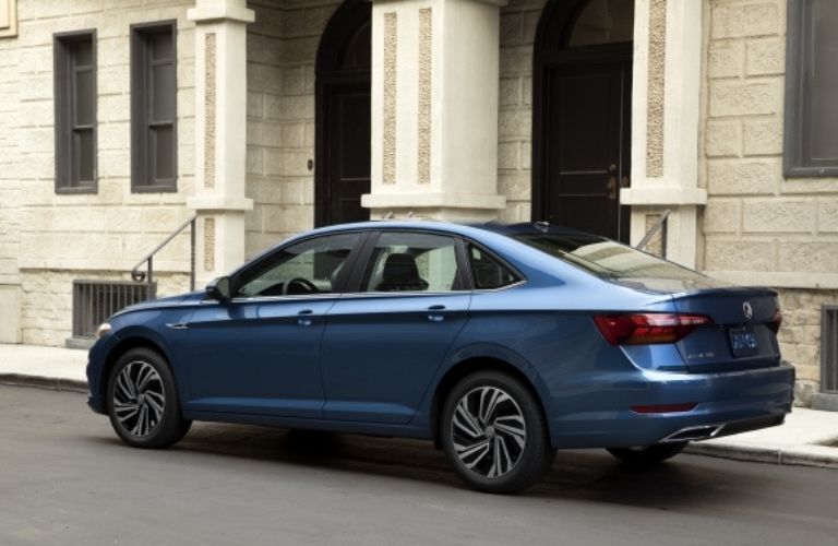 Rear three-quarter view of the 2019 Volkswagen Jetta parked