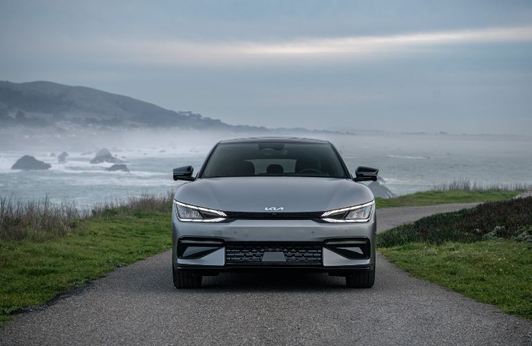 Front view of the 2022 Kia EV6 near a beach