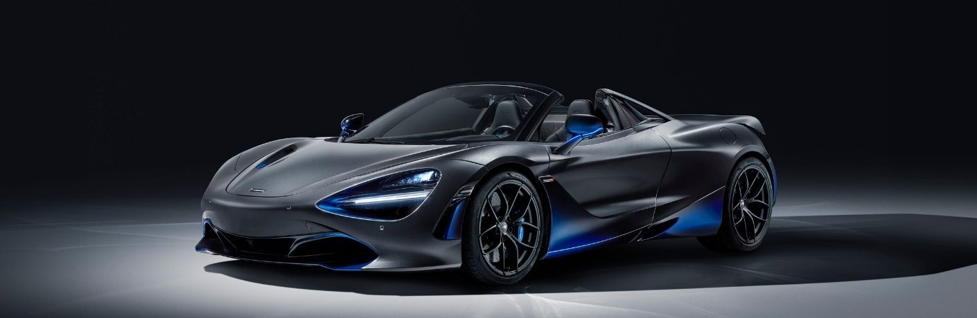 An image of a dark grey and blue colored 2019 McLaren 720S