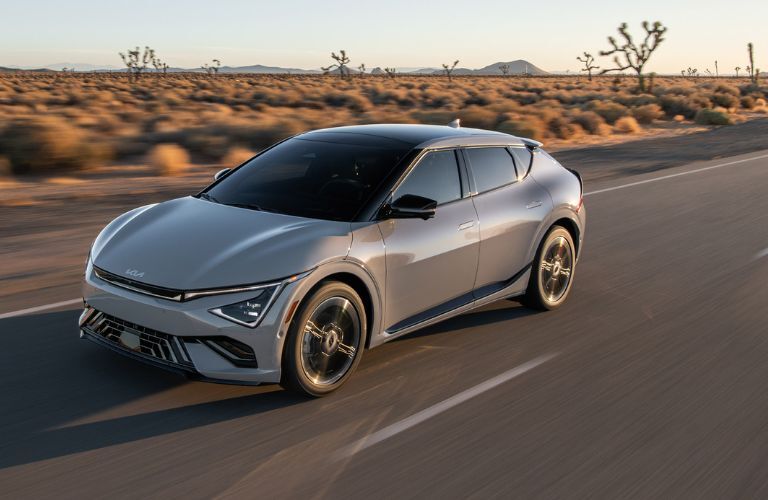 2025 Kia EV6 front and side angle on a road