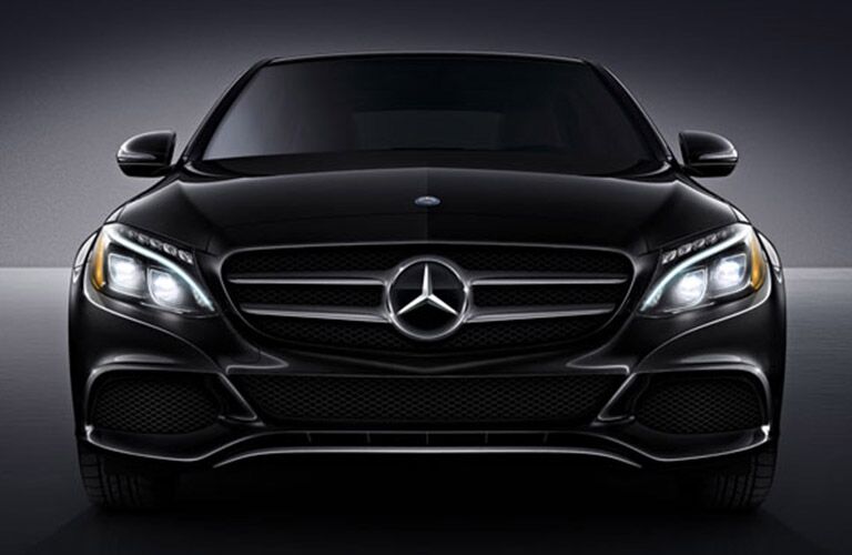 2017 MB CLA exterior front fascia with dramatic lighting