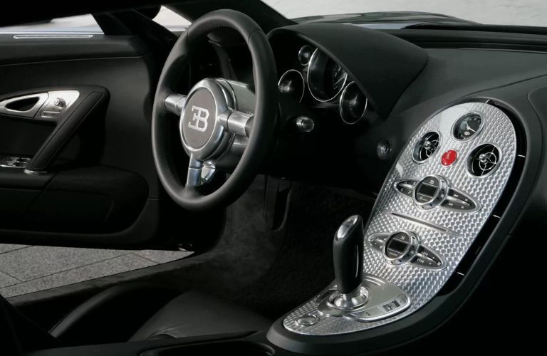 Bugatti vehicle interior steering and dashboard