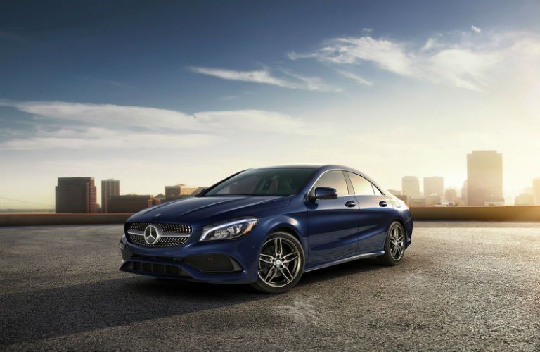 black 2018 Mercedes-Benz CLA parked on parking ramp roof