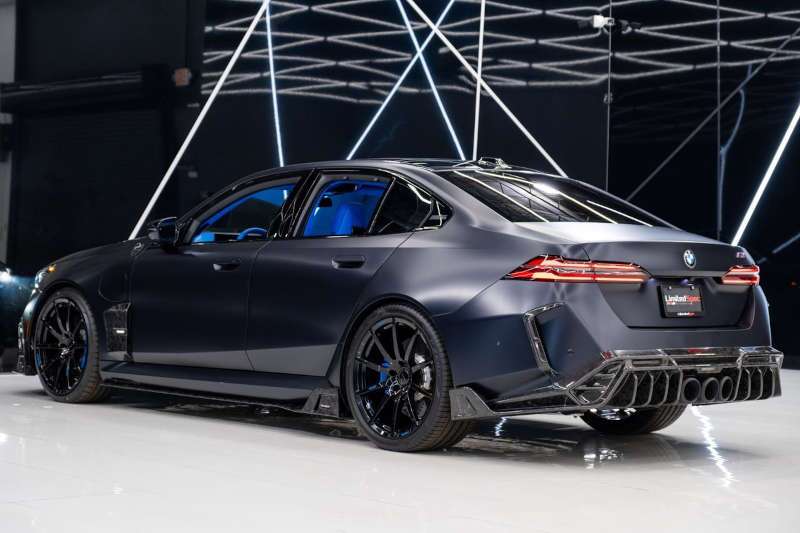 A rear exterior view of the 2025 BMW M5 Mansory