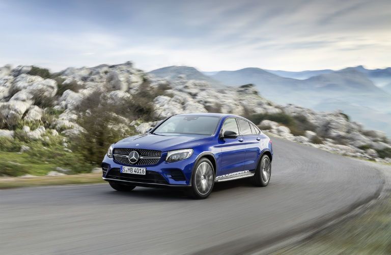 2017 Mercedes-Benz AMG GLC 43 driving by mountains