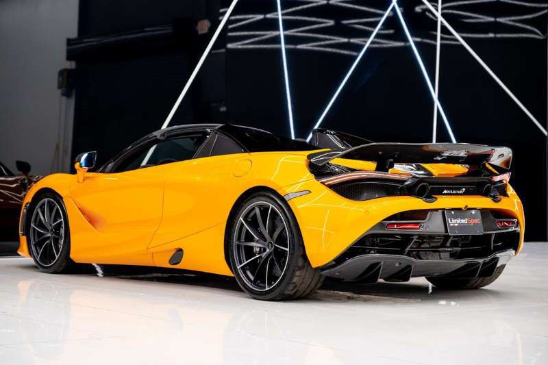 A rear exterior view of the 2020 McLaren 720S Luxury