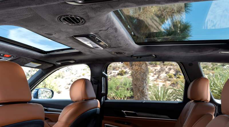 The three rows of seating and dual sunroofs in the 2024 Kia Telluride.