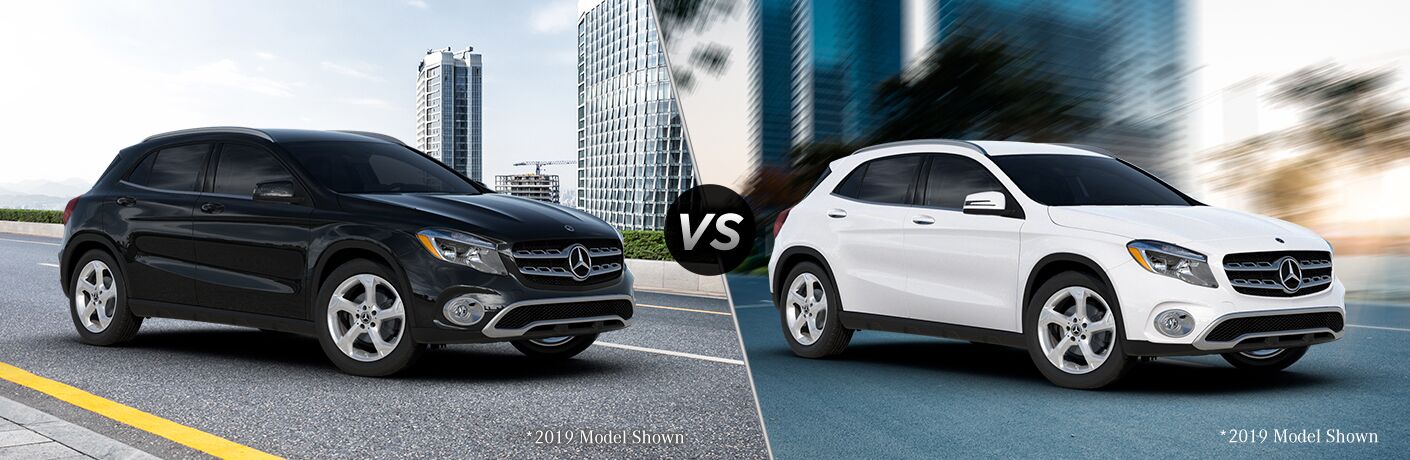 2020 MB GLA trims front fascia and passenger side outside of city on road