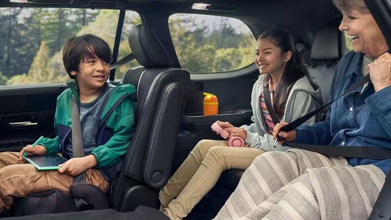 The rear seating of the 2026 Grand Highlander Hybrid