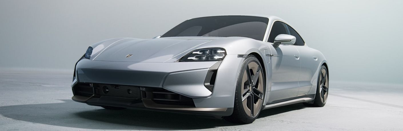diagonal front view image of a Porsche car