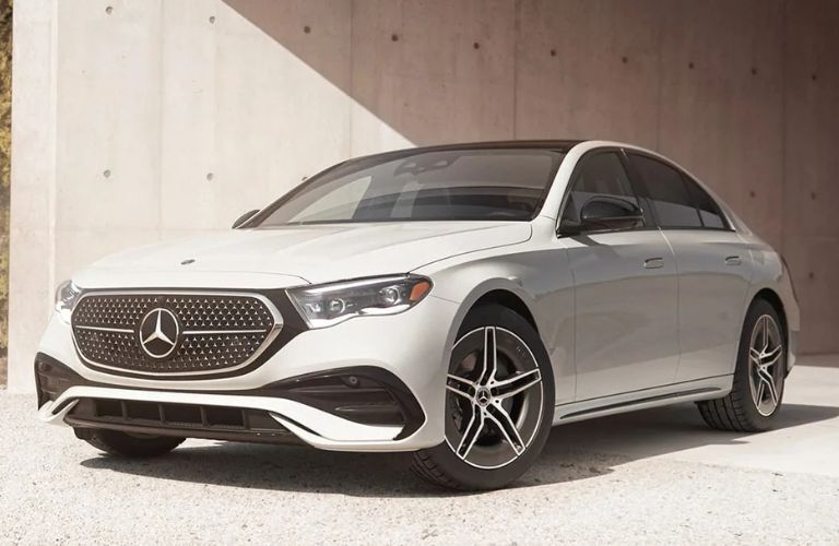 diagonal front view image of the 2025 Mercedes-Benz E 350 4MATIC Sedan