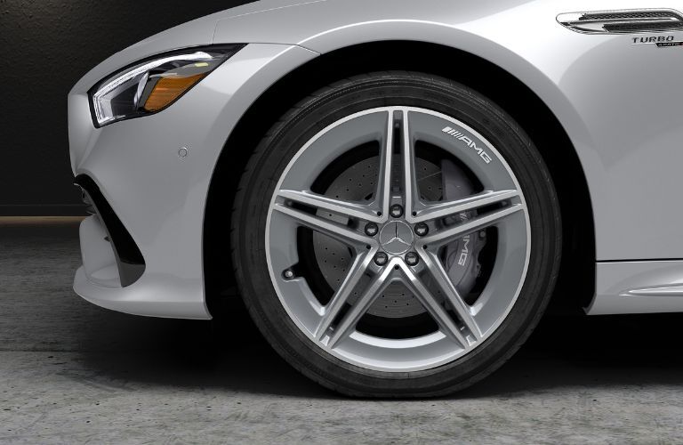 Front wheel of the 2023 Mercedes-Benz AMG GT 53 Coupe