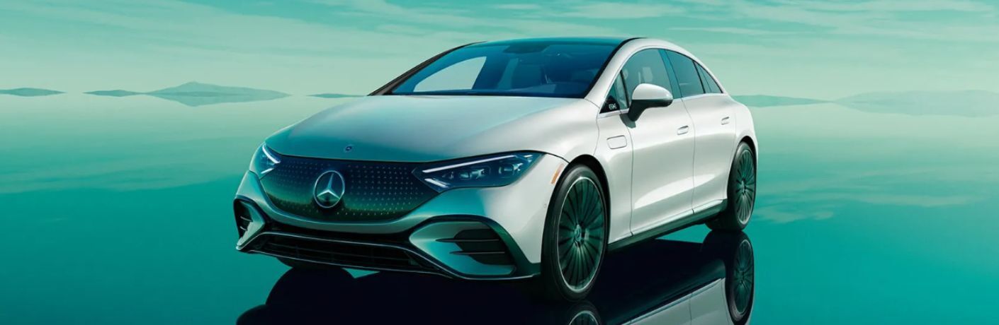 front and side view of the 2025 Mercedes-Benz EQE Sedan