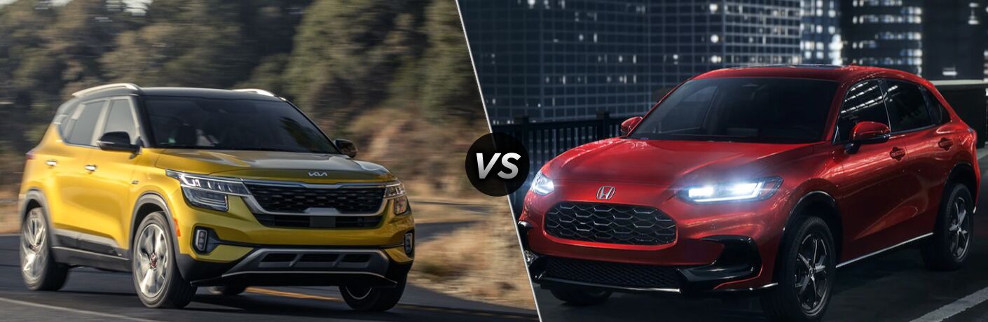 2023 Kia Seltos Vs. 2023 Honda HR-V front quarter view