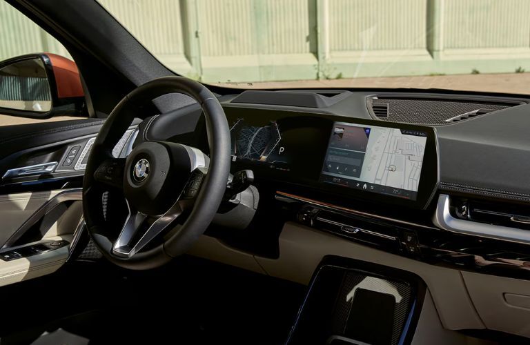 interior steering and dashboard of a Mercedes-Benz vehicle