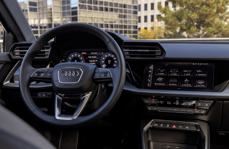 Steering wheel and dashboard of the 2022 Audi A3