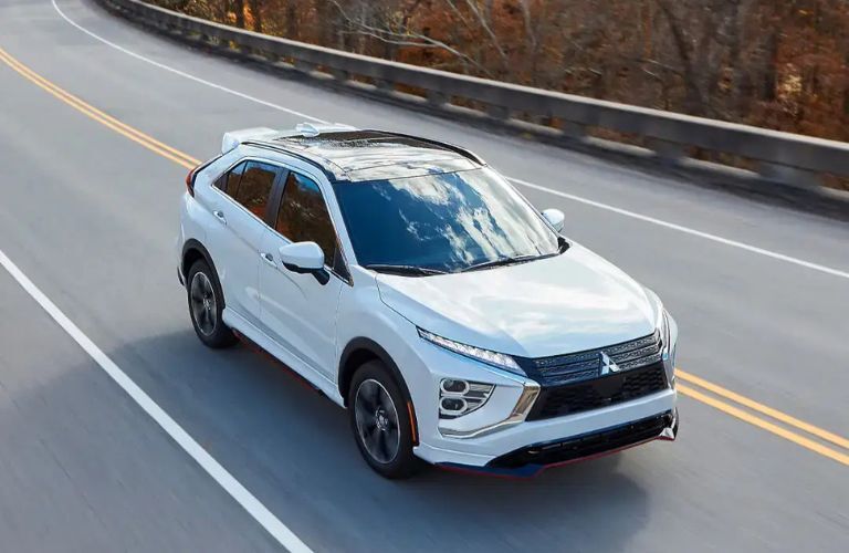 aerial front view image of the 2024 Mitsubishi Eclipse Cross on a highway