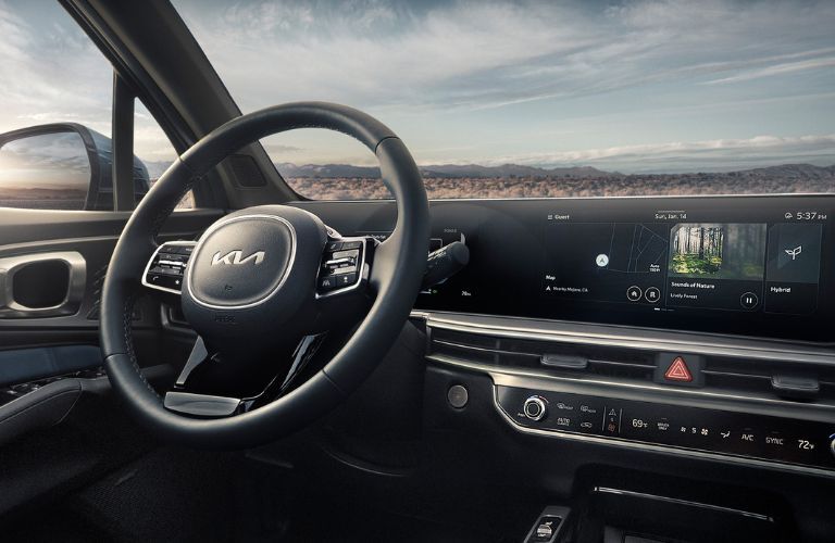 interior steering and dashboard of the 2025 Kia Sorento Hybrid