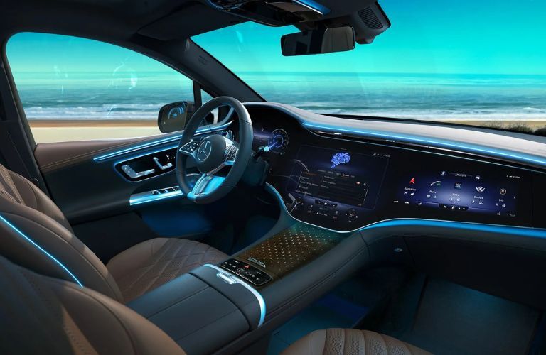 interior steering and dashboard of the 2025 Mercedes-Benz EQE 500 4MATIC® SUV