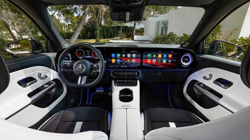 The cockpit and controls in the 2027 GLB EV SUV