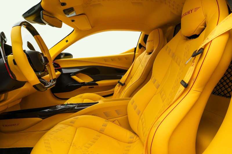 The high-tech, customized interior of the 2025 Ferrari 296 GTB Mansory