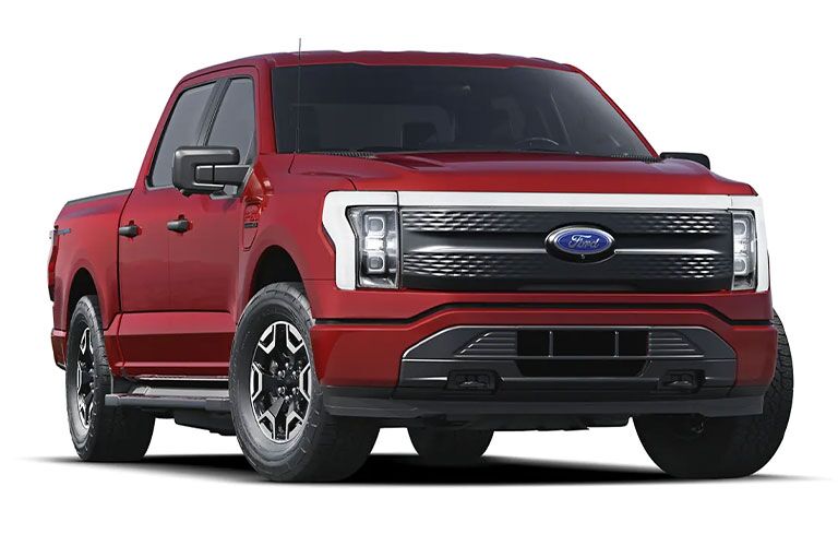 2022 Ford F-150 Lightning front view in red
