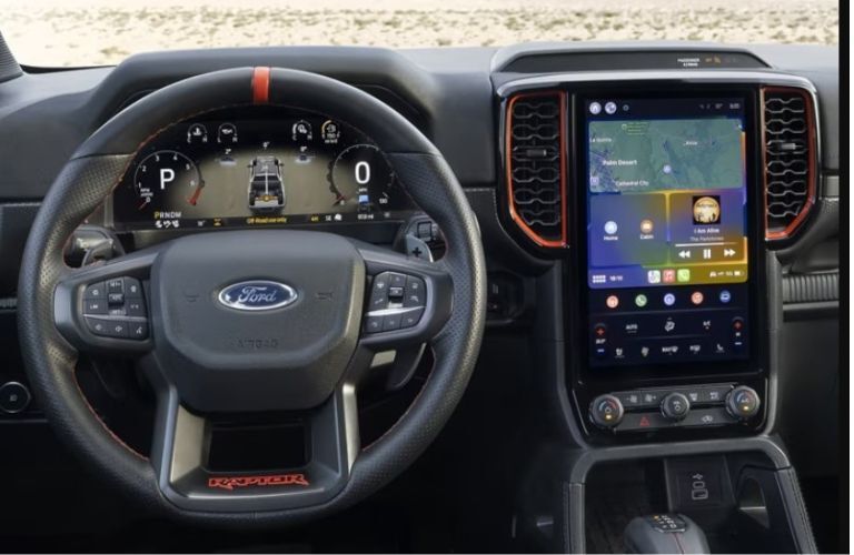 2025 Ford Ranger steering wheel and display screen