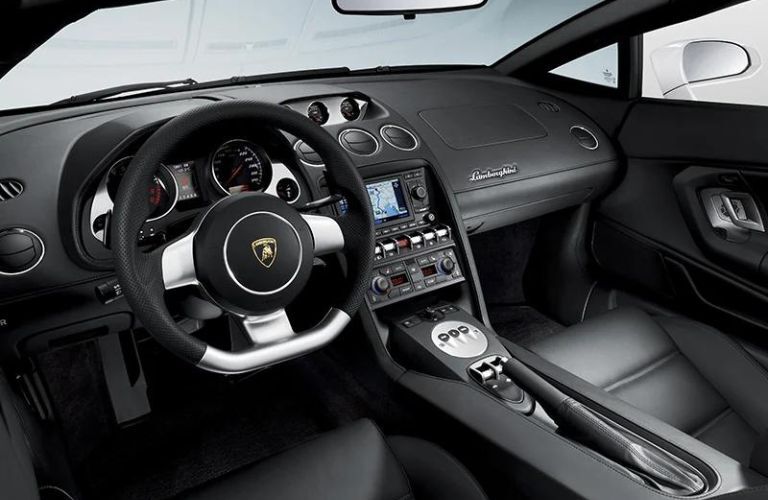 interior steering and dashboard of the Lamborghini Gallardo