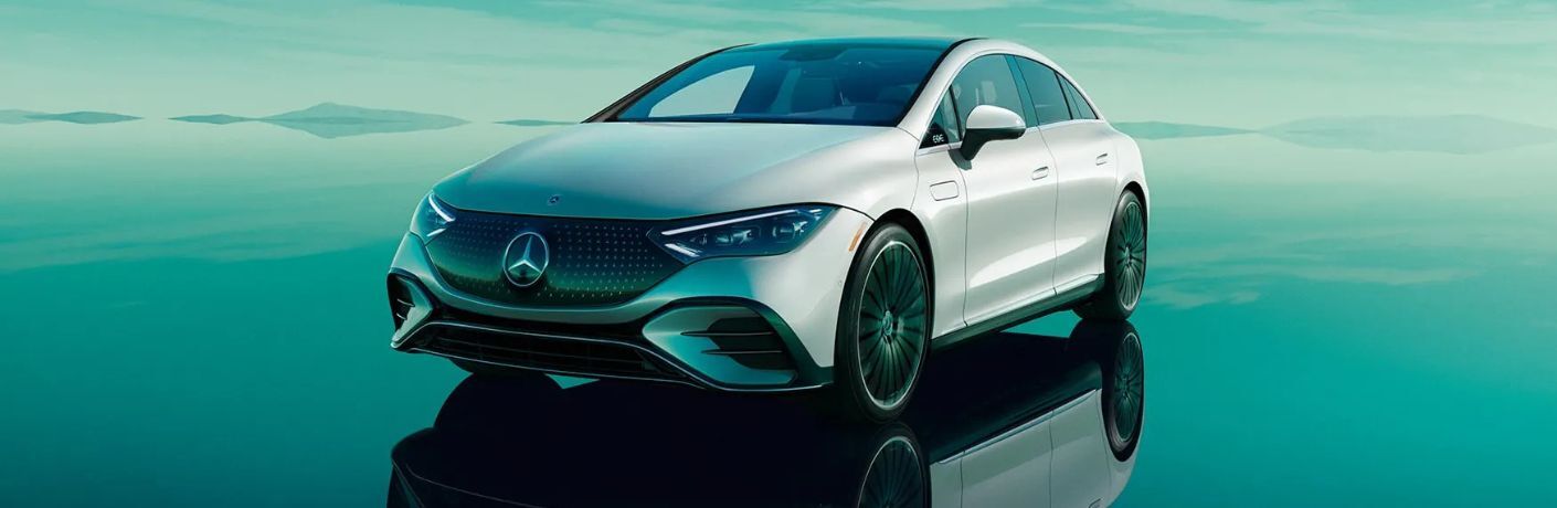 2026 Mercedes-Benz EQE in a green space