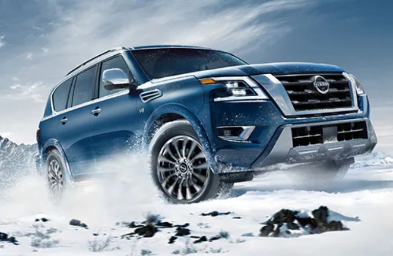 A 2023 Nissan Armada on a snowy terrain