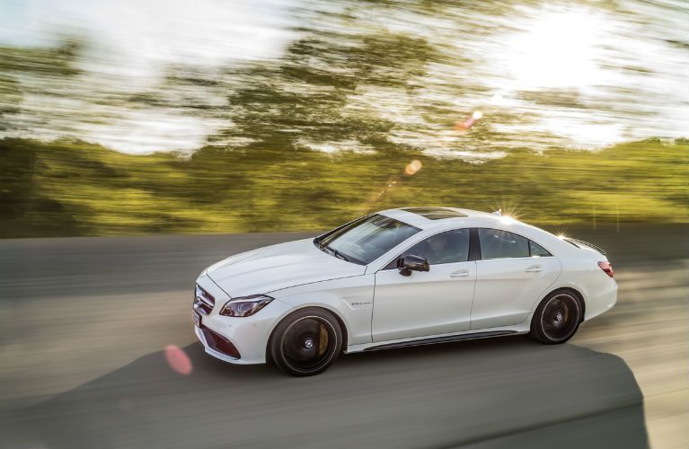 2017 Mercedes-Benz CLS driving on a sunny day