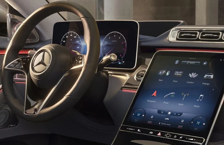 interior steering and dashboard of the 2025 Mercedes-Benz S-Class