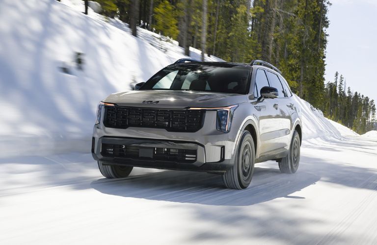front view image of the 2025 Kia Sorento X-Pro on an icy terrain