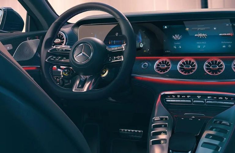 interior steering and dashboard of the 2024 Mercedes-AMG GT 63 SE PERFORMANCE 4-door Coupe