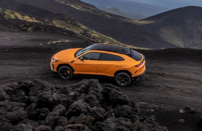 Lamborghini Urus in an off-road trail