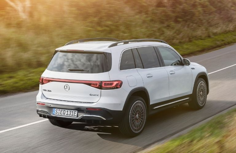 2022 Mercedes-Benz EQS in white driven on road