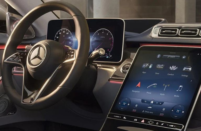 interior steering and dashboard of the 2024 Mercedes-Benz AMG S 63 E PERFORMANCE