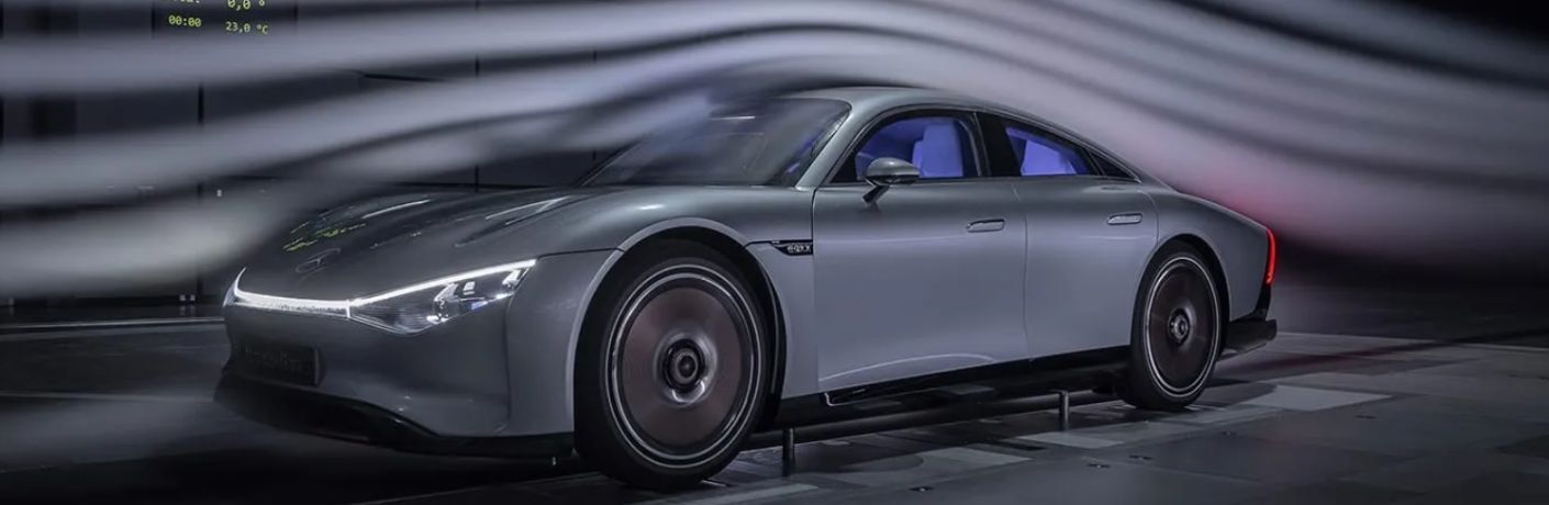 front quarter view of the VISION EQXX by Mercedes-EQ Concept Vehicle