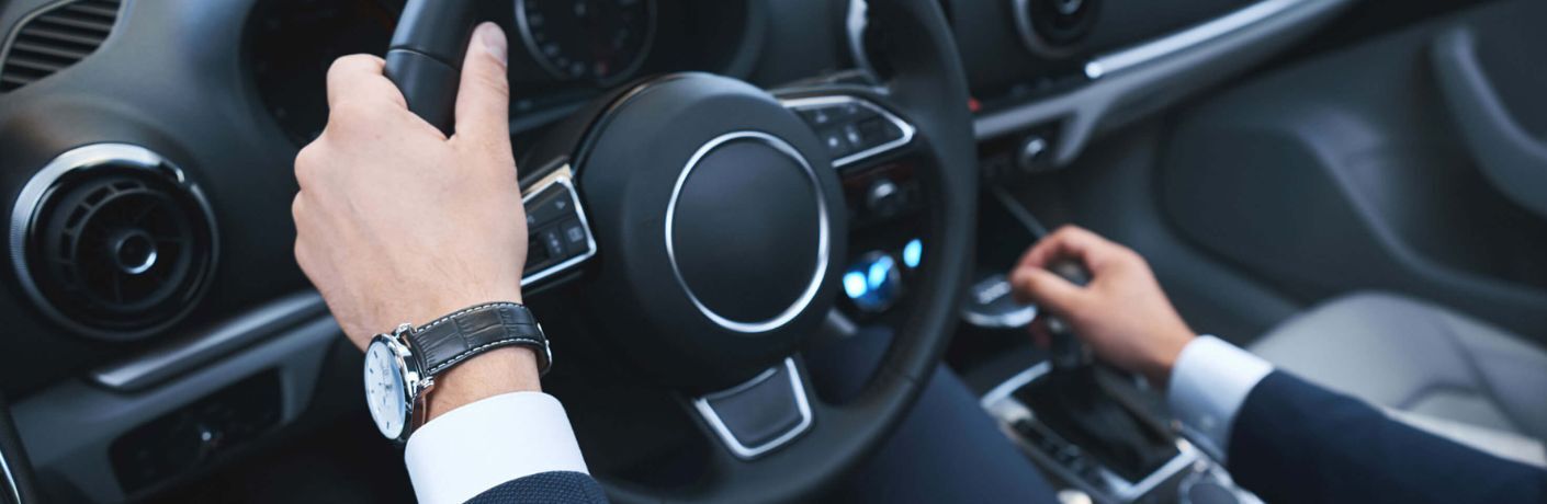 Young businessman taking a test drive