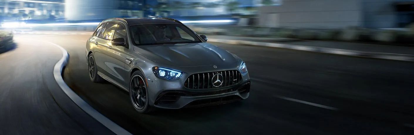 front quarter view of the 2023 Mercedes-AMG E-Class Wagon
