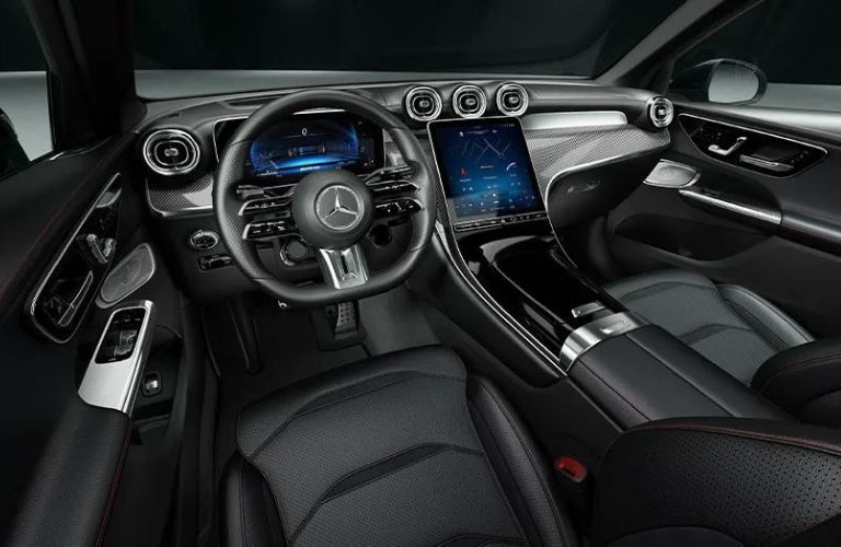 interior steering and dashboard view of the 2024 Mercedes-Benz AMG GLC 43 SUV