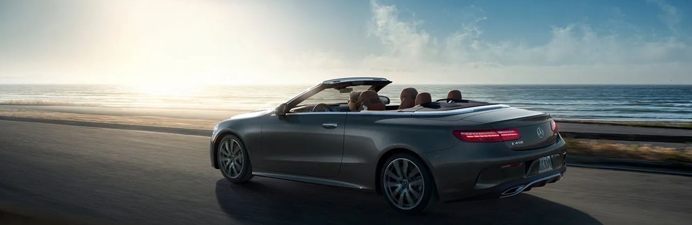 Side view of the 2023 Mercedes-Benz E 450 Cabriolet in Selenite Grey