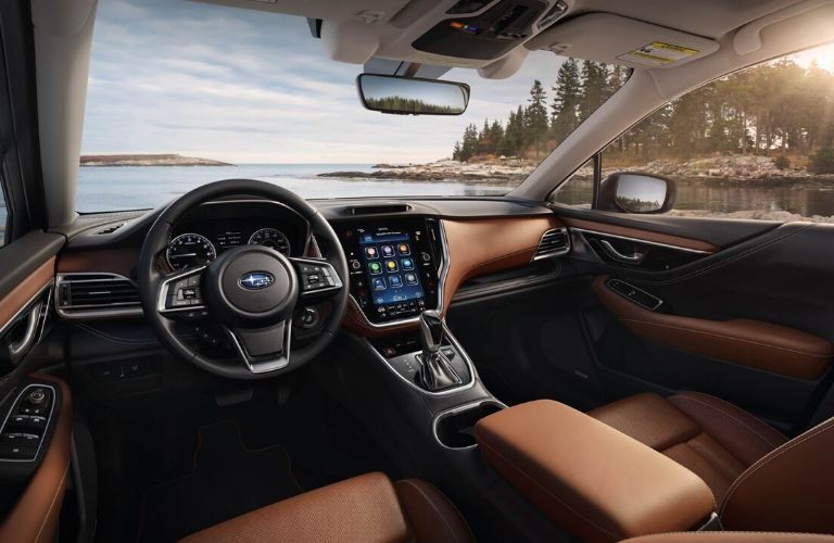 2020 Subaru Outback interior dash and wheel view