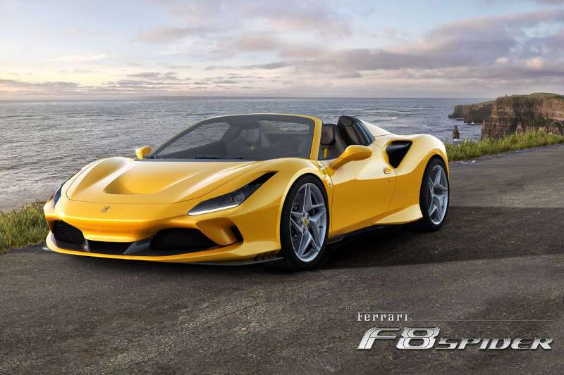 A front 3/4 exterior view of the 2024 Ferrari SF90 Spider