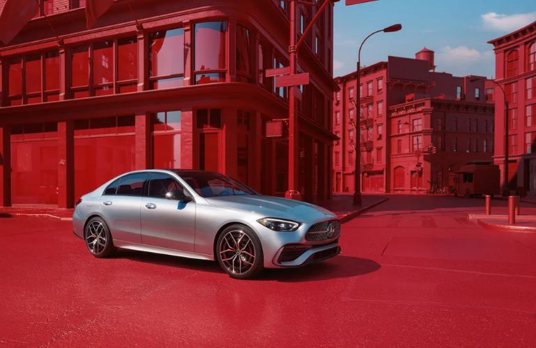 side and front quarter view of the 2025 Mercedes-Benz C-Class Sedan