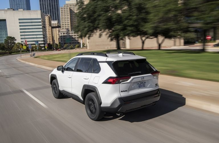 Rear view of the 2022 Toyota RAV4 White