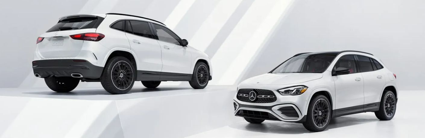 front and rear view of two 2026 Mercedes-Benz GLA SUV
